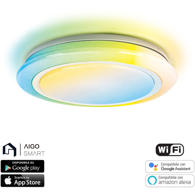 foto del prodotto plafoniera led smart 36w 3w wifi cct luce regolabile e dimmerabile aigostar