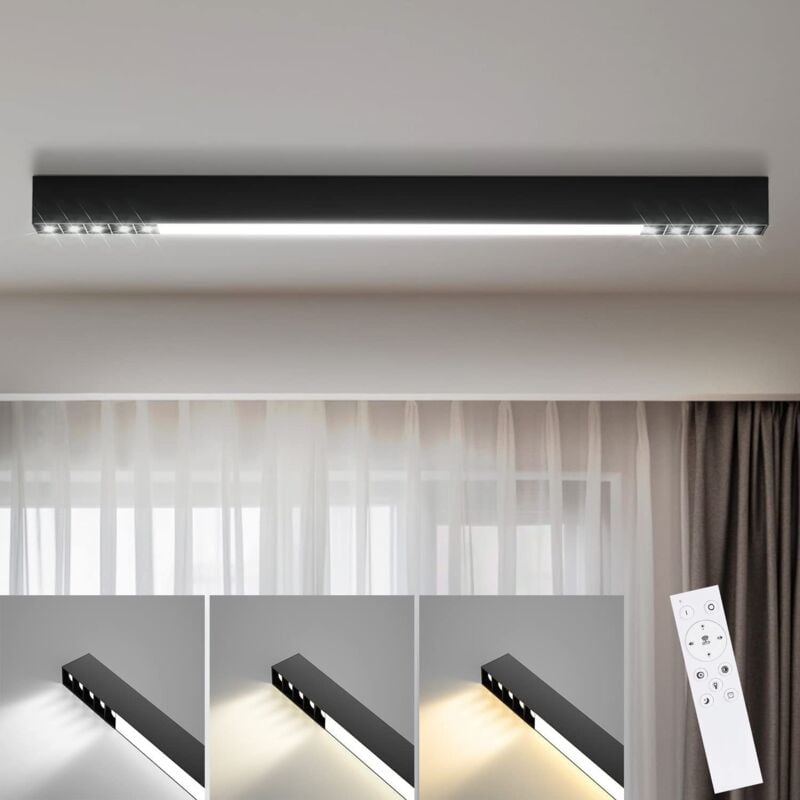 foto del prodotto plafoniera led soggiorno 25w lungo 80cm lampada da scrivania soffitto dimmerabile con telecomando camera da letto pannello di illuminazione ,nera