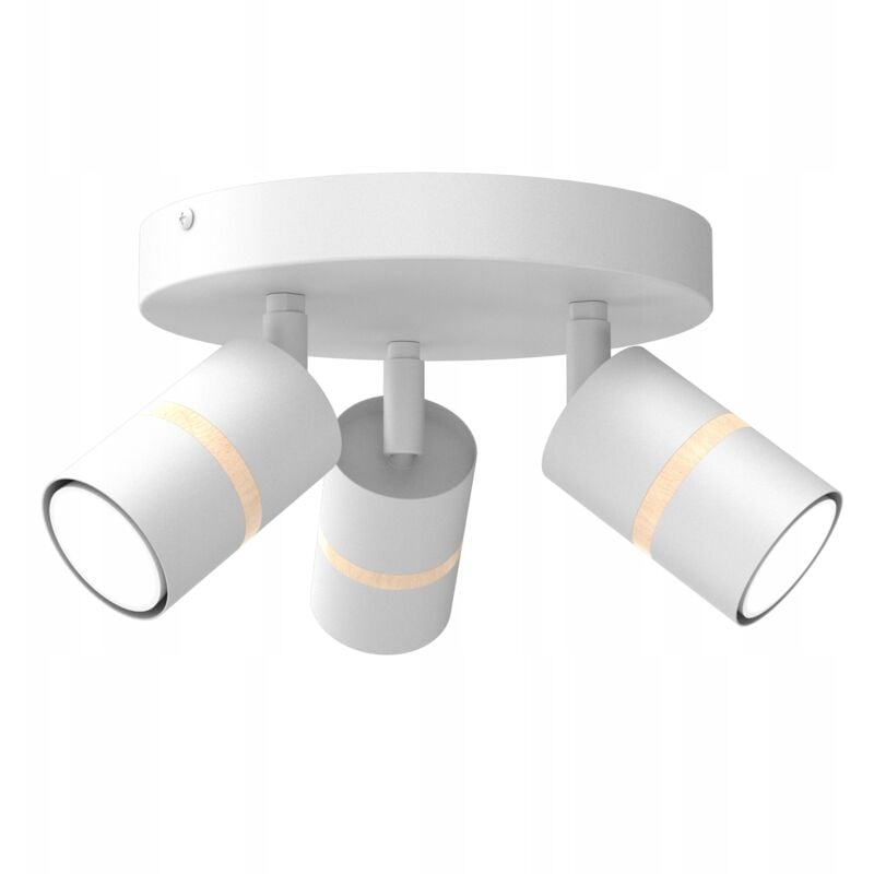 foto del prodotto plafoniera led su cerchio, orientabile 3x gu10, legno bianco