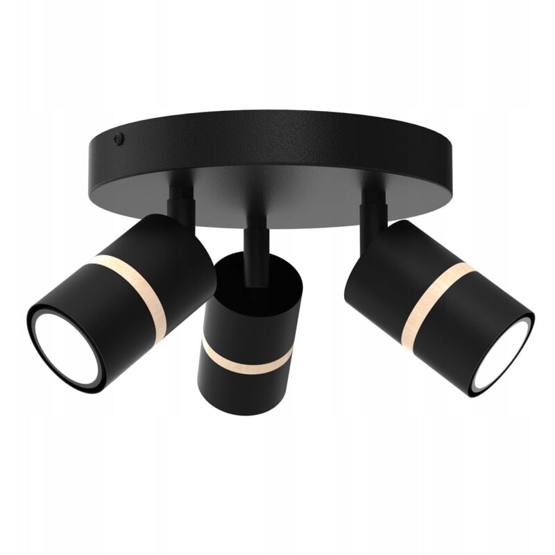 foto del prodotto plafoniera led su cerchio, orientabile 3x gu10, legno nero
