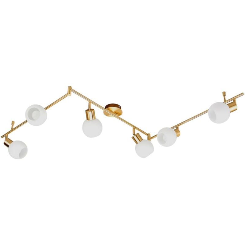 foto del prodotto plafoniera lindby elaina, 180 cm, a 6 luci, ottone, vetro, e14
