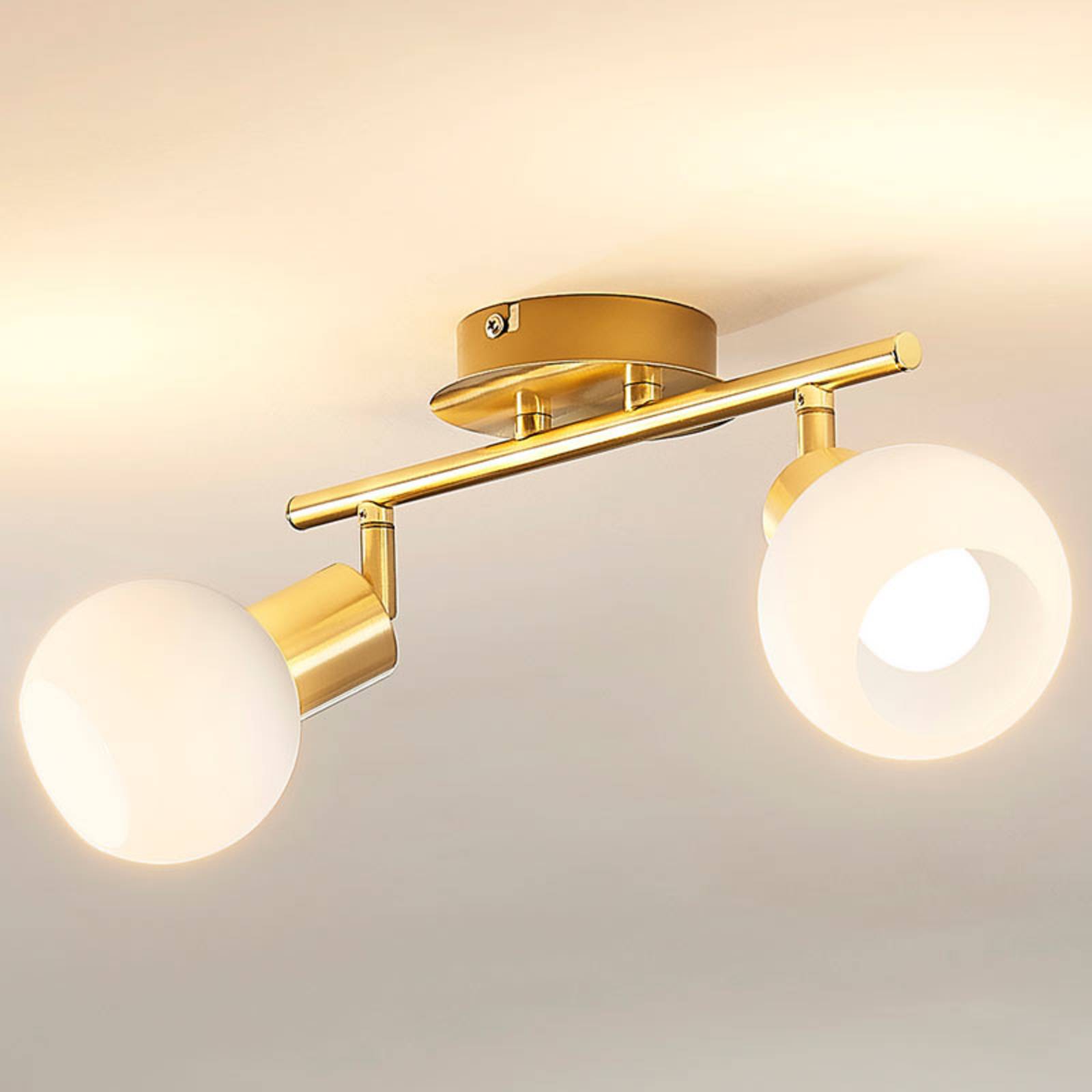 foto del prodotto plafoniera lindby elaina, 30 cm, a 2 luci, ottone, vetro, e14