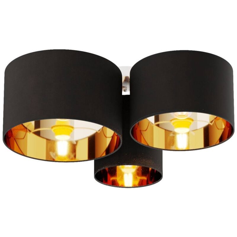 foto del prodotto plafoniera lindby laurenz, a 3 luci, nero oro, tessile