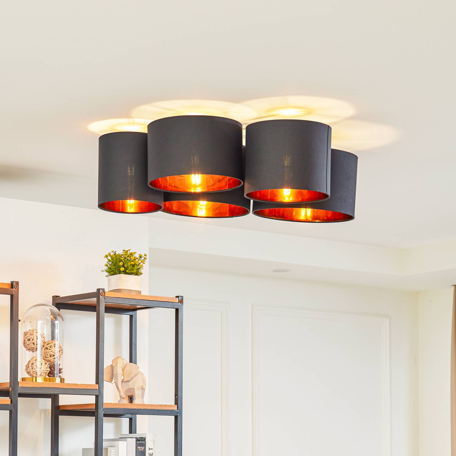 foto del prodotto plafoniera lindby laurenz, a 5 luci, 83 cm nero oro