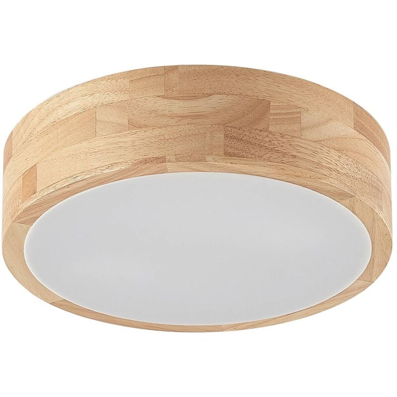 foto del prodotto plafoniera lindby tanju, 30 cm, a 2 luci, legno di quercia, e27