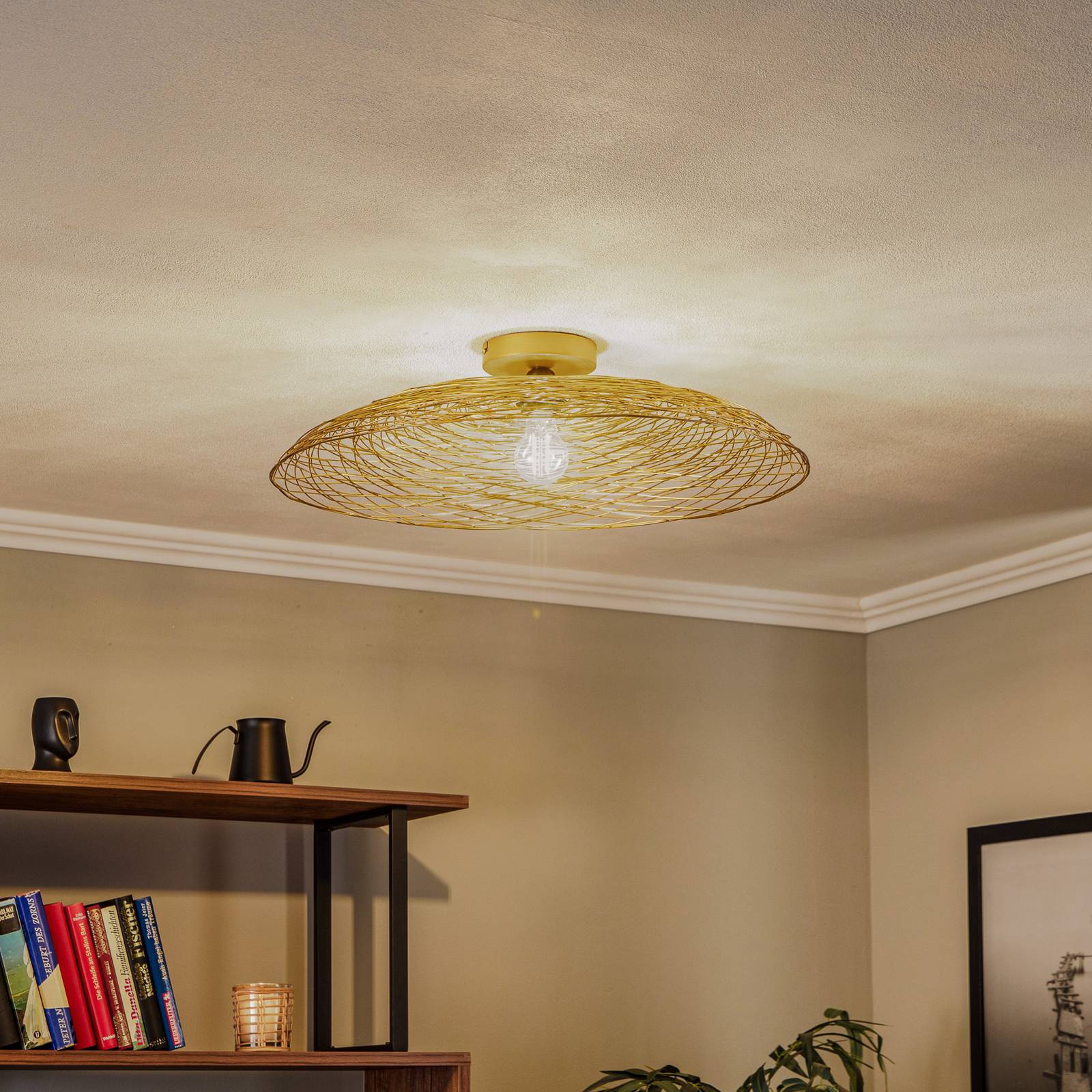 foto del prodotto plafoniera lindby thorian, 60 cm, colore oro, ferro