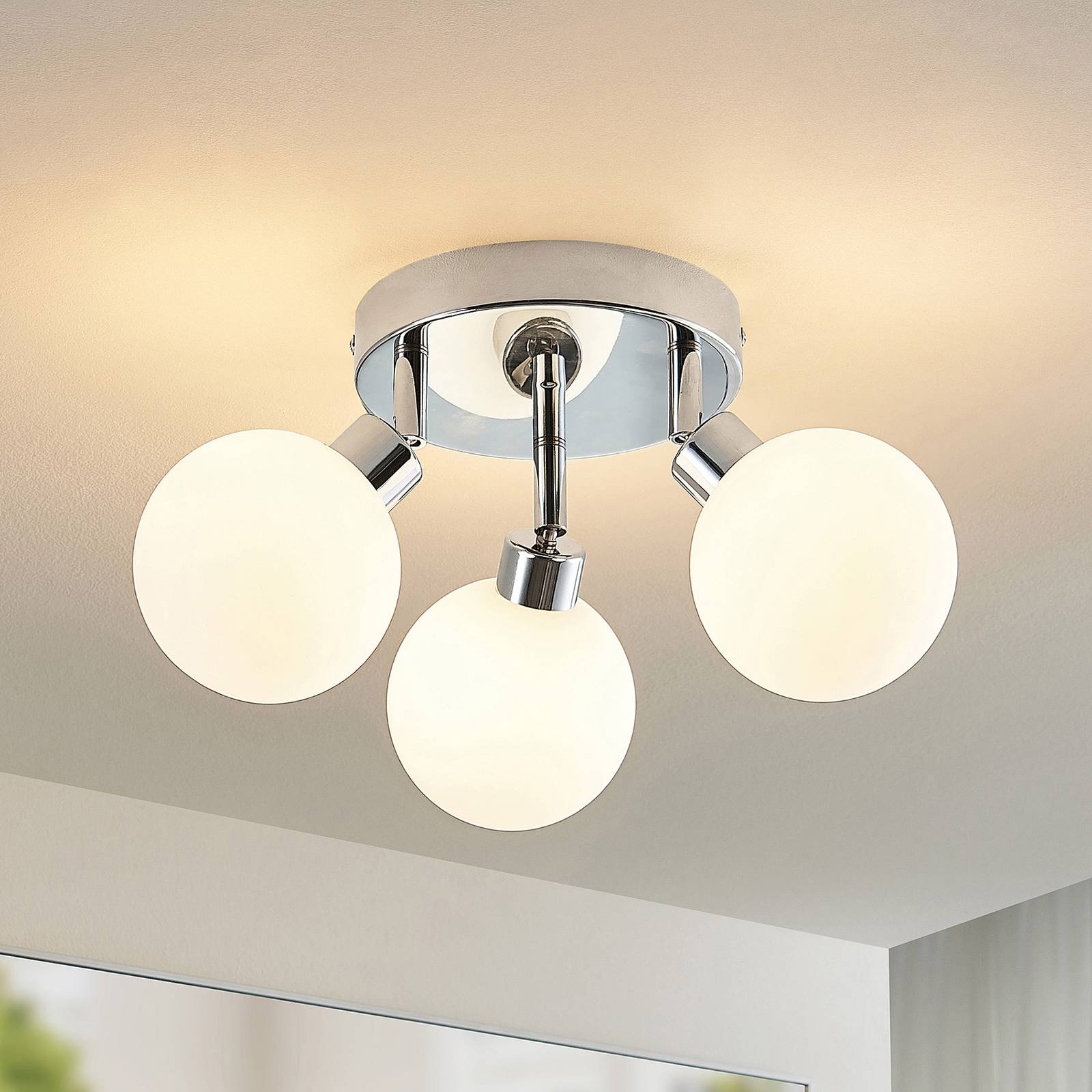 foto del prodotto plafoniera lindby zaniba, cromo, rotonda