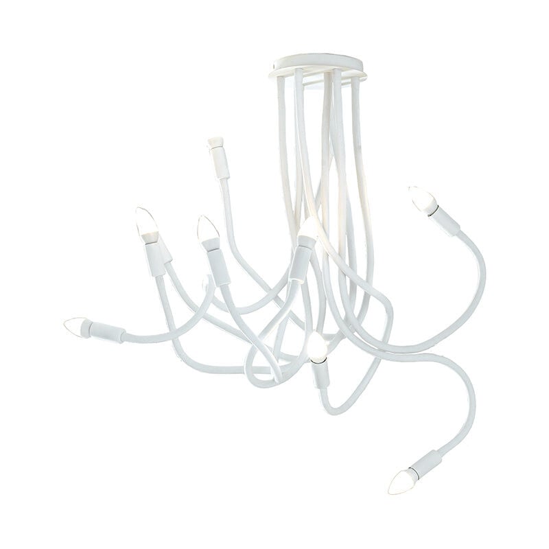 foto del prodotto plafoniera lover in metallo bianco con nove bracci flessibile 