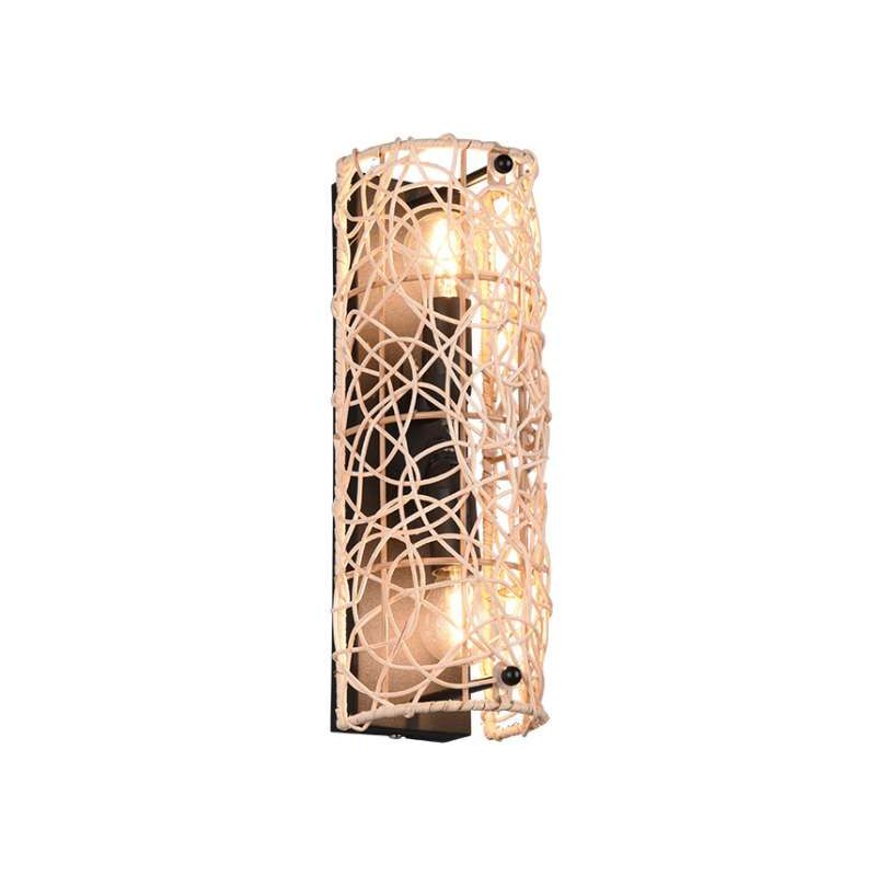 foto del prodotto plafoniera lovis 2x e14 40w finitura naturale con reticolo in rattan