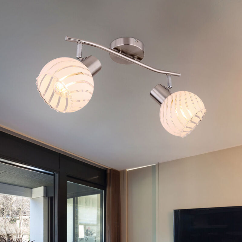 foto del prodotto plafoniera luce cromo vetro faretti orientabili illuminazione ingresso 2 fuochi