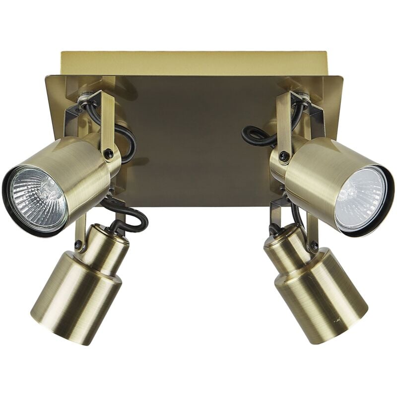 foto del prodotto plafoniera luce soffitto 4 fuochi faretti metallo ottone bonte