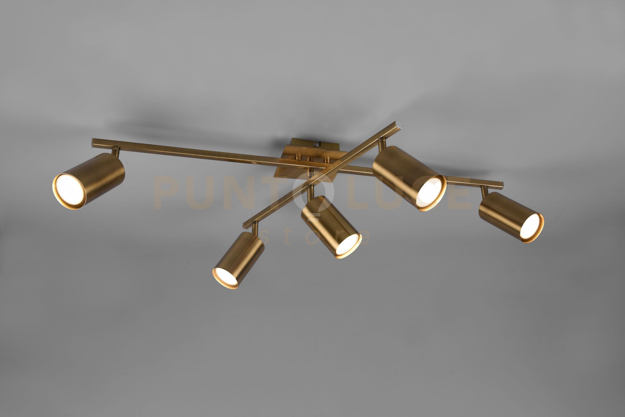 foto del prodotto plafoniera marley 4 spots acciaio base legno naturale 612400504