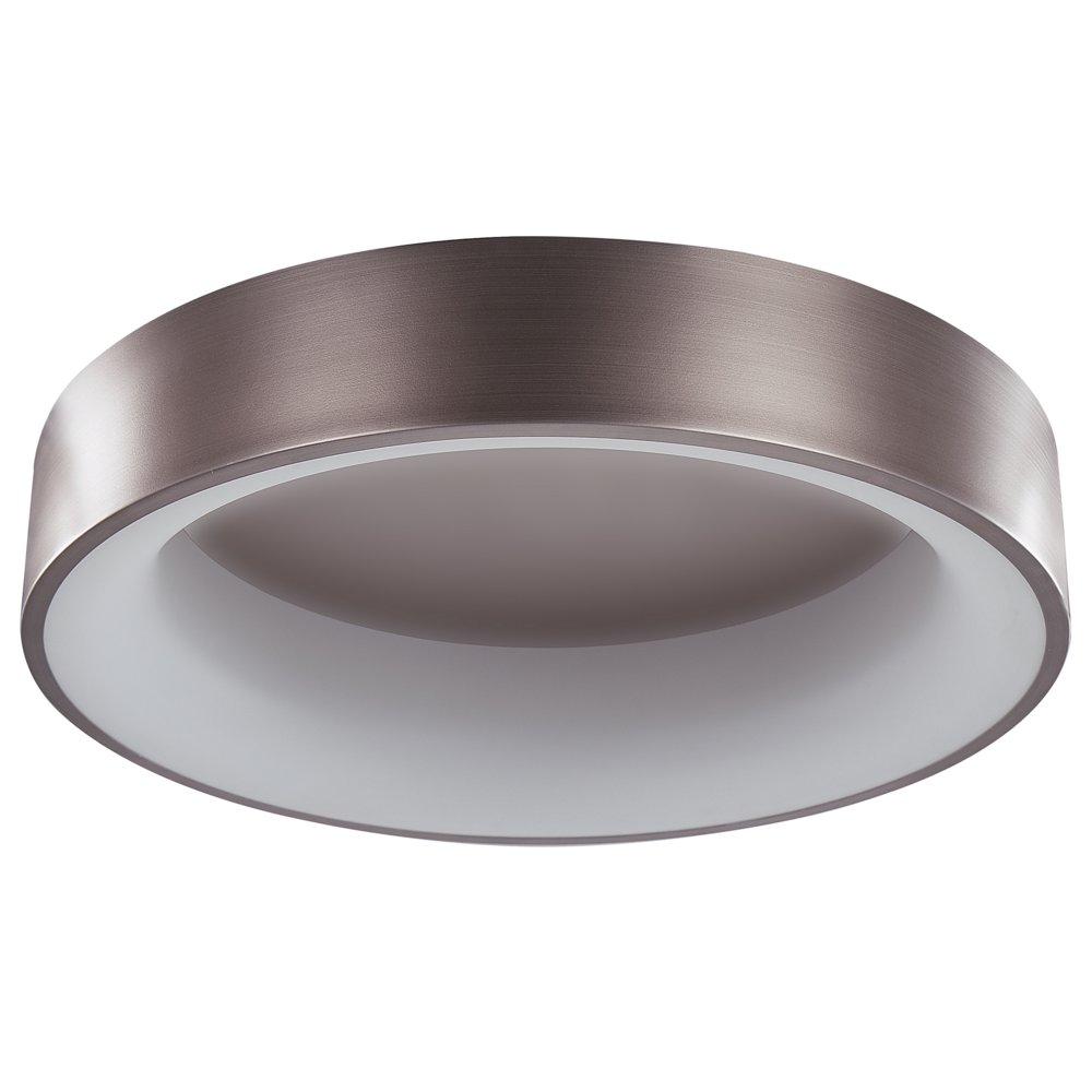 foto del prodotto plafoniera marrone chiaro materiale sintetico acciaio luci led integrate forma rotonda decorativa illuminazione moderna