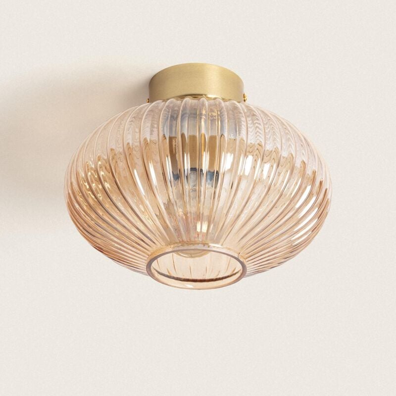 foto del prodotto plafoniera metallo e vetro basile ambra