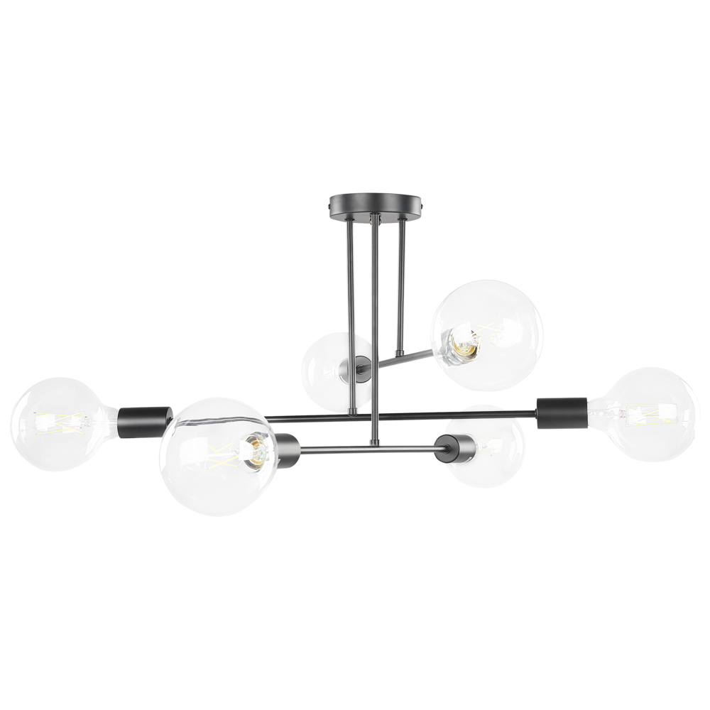 foto del prodotto plafoniera metallo nero 33 cm 6 luci ferro no sfumature soggiorno camera da letto industriale moderno