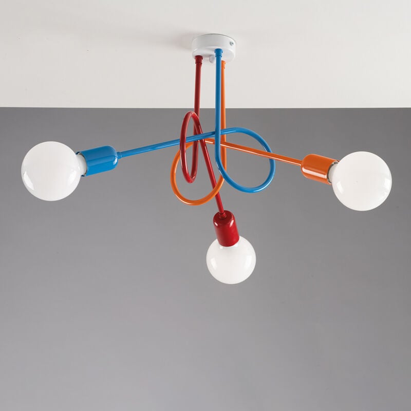 foto del prodotto plafoniera minimal 3 luci in ferro laccato multicolor serie pop