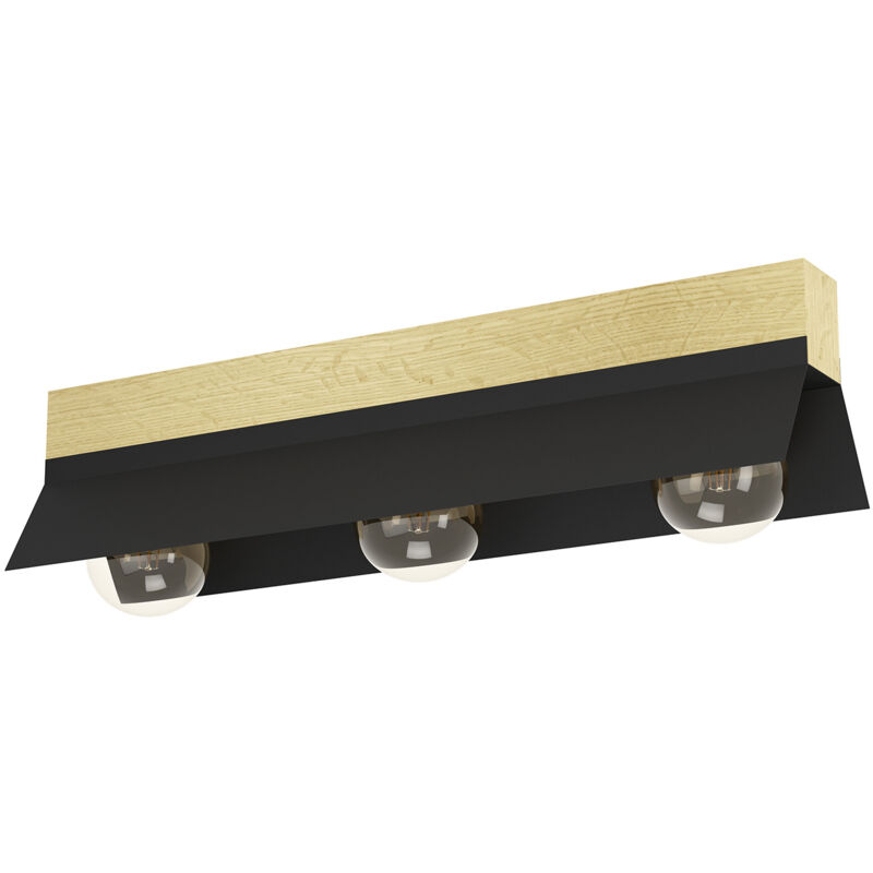 foto del prodotto plafoniera minimal tarrafo acciaio nero 3 luci e27