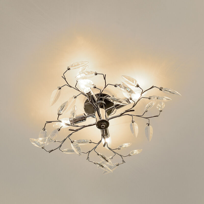 foto del prodotto plafoniera moderna a 4 bracci lampada da soffitto senza paralume lampadario in metallo con cristalli artificiali lux.pro