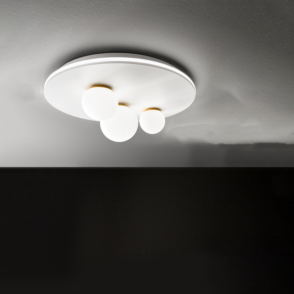 foto del prodotto plafoniera moderna ball metallo bianco acrilico led 48w 3000k