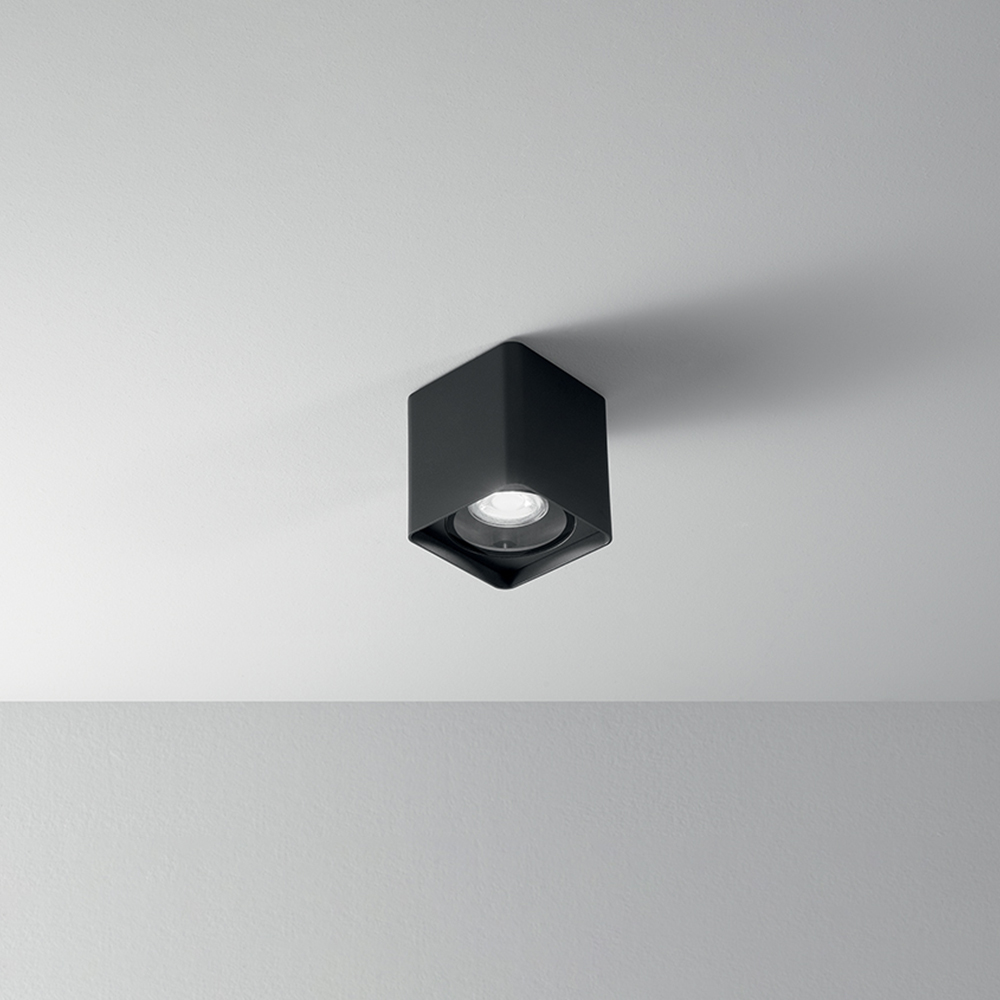 foto del prodotto plafoniera moderna brick metallo grigio vetro 1 luce gu10