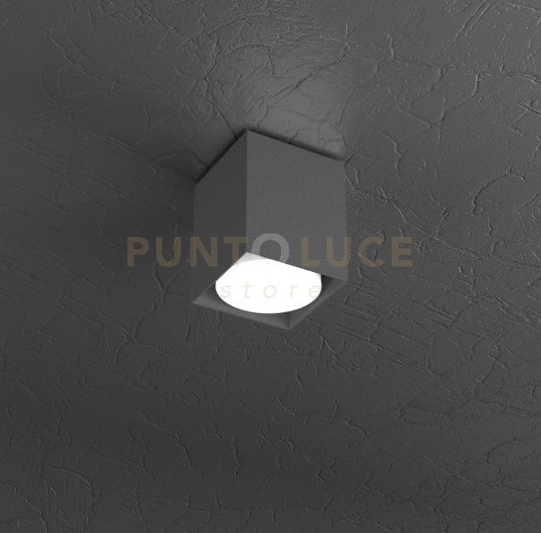 foto del prodotto plafoniera moderna cubica plate metallo antracite 1 luce gx53 10cm