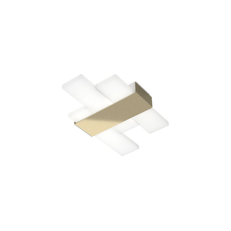foto del prodotto plafoniera moderna flight metallo oro diffusore acrilcico sat. bianco led 16w