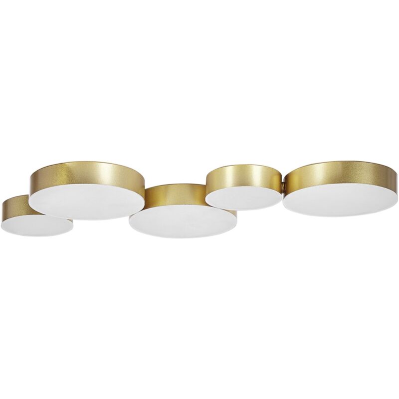 foto del prodotto plafoniera moderna illuminazione 5 luci led integrate metallo oro luga