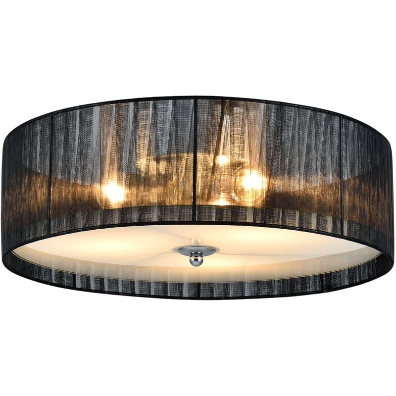foto del prodotto plafoniera moderna lampadario di design lampada a sospensione soggiorno diametro 40 cm tessuto di vetro bianco nero 030005937