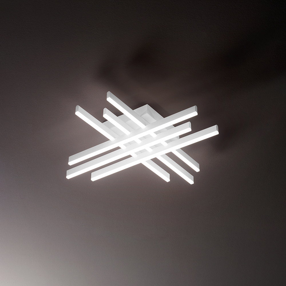 foto del prodotto plafoniera moderna laser alluminio bianco acrilico led 45w 3000k