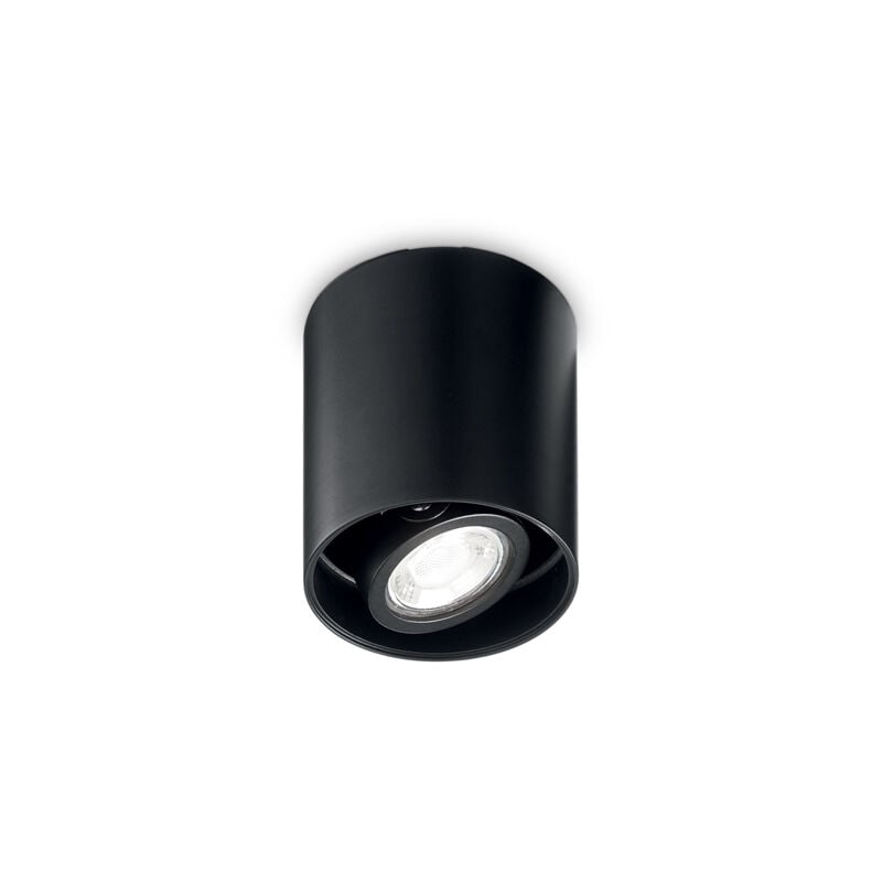 foto del prodotto plafoniera moderna mood round alluminio nero 1 luce gu10 7w 3000k d9cm