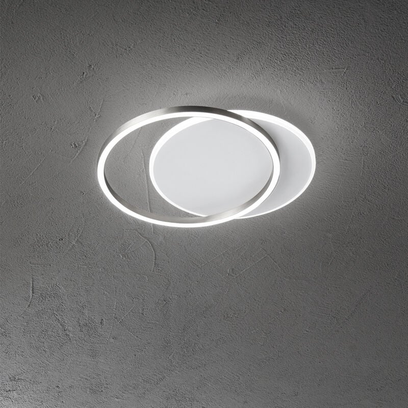 foto del prodotto plafoniera moderna orbit alluminio bianco acrilico grigio led 43w 3000k