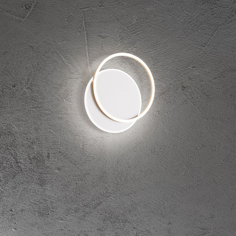 foto del prodotto plafoniera moderna orbit alluminio bianco acrilico oro led 43w 3000k