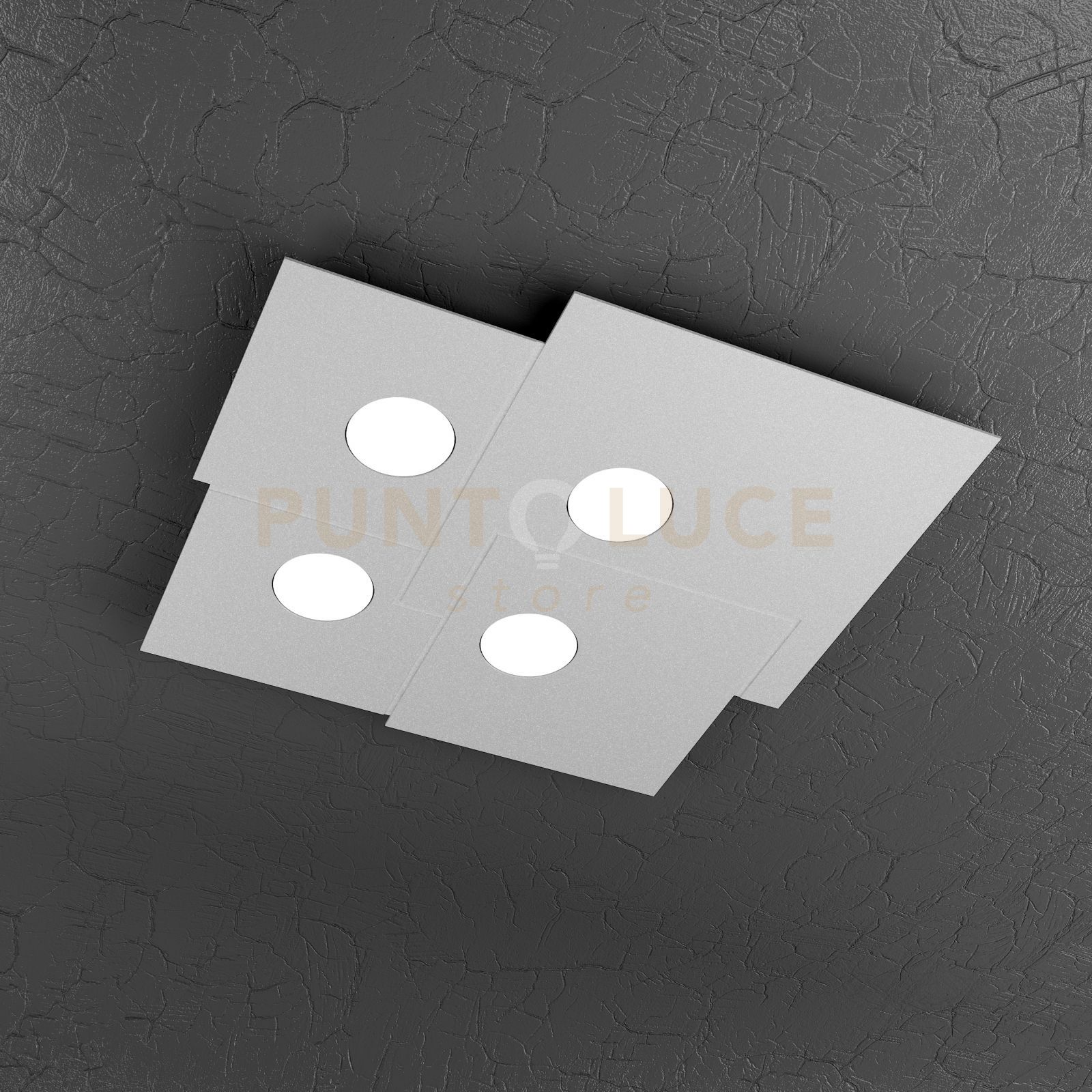 foto del prodotto plafoniera moderna plate metallo grigio 4 luci gx53