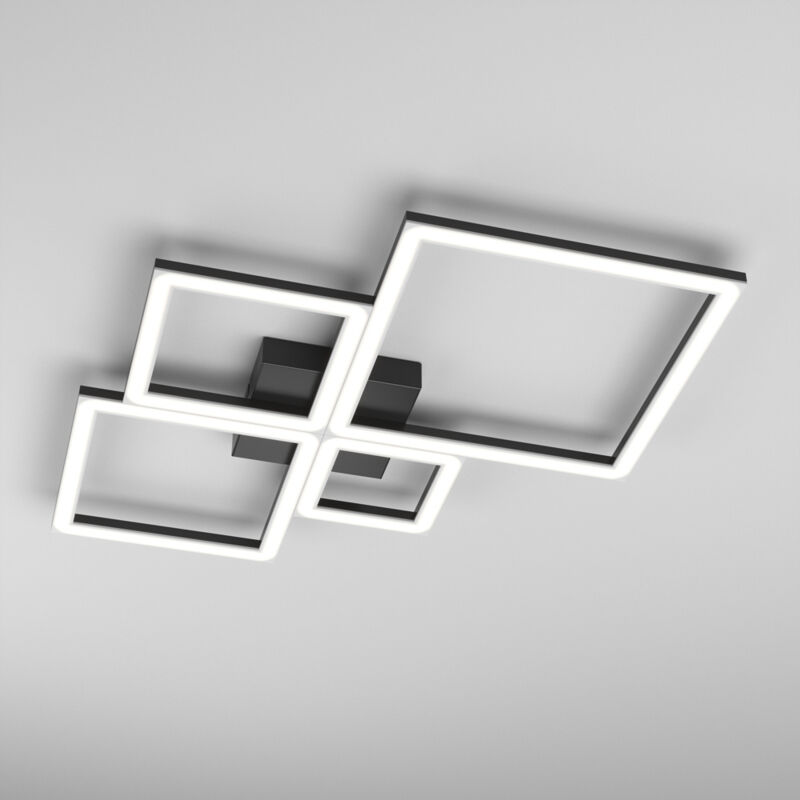 foto del prodotto plafoniera moderna quadrata four squares alluminio nero led 71w