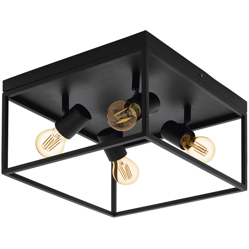 foto del prodotto plafoniera moderna silentina acciaio nero 4 luci e27