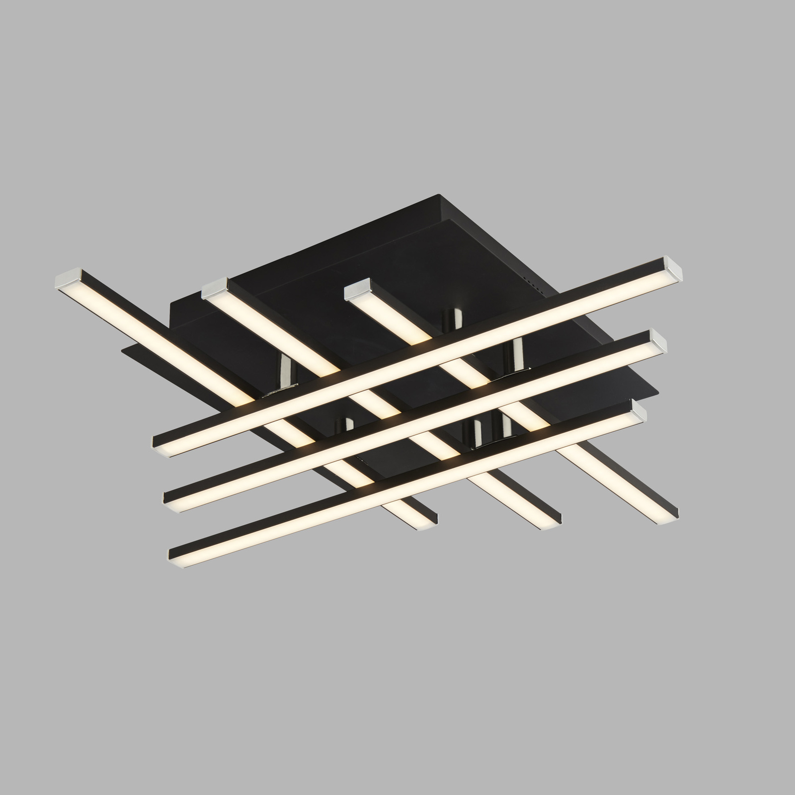 foto del prodotto plafoniera moderno matrice acciaio nero policarbonato bianco led 23w 3000k