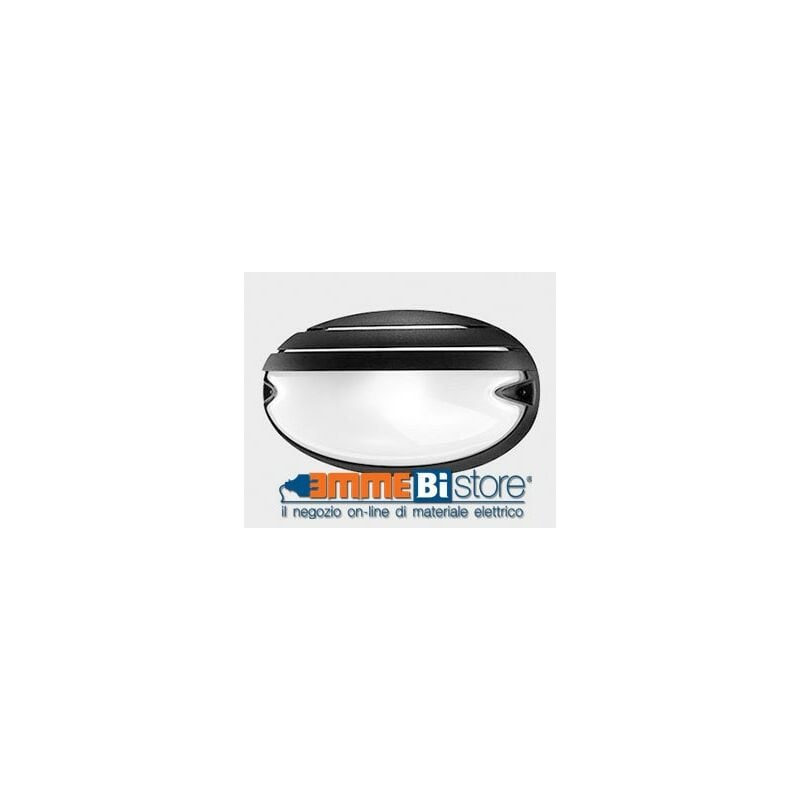 foto del prodotto plafoniera nera con griglia e27 ip55 a soffitto e parete prisma chip ovale 25 grill
