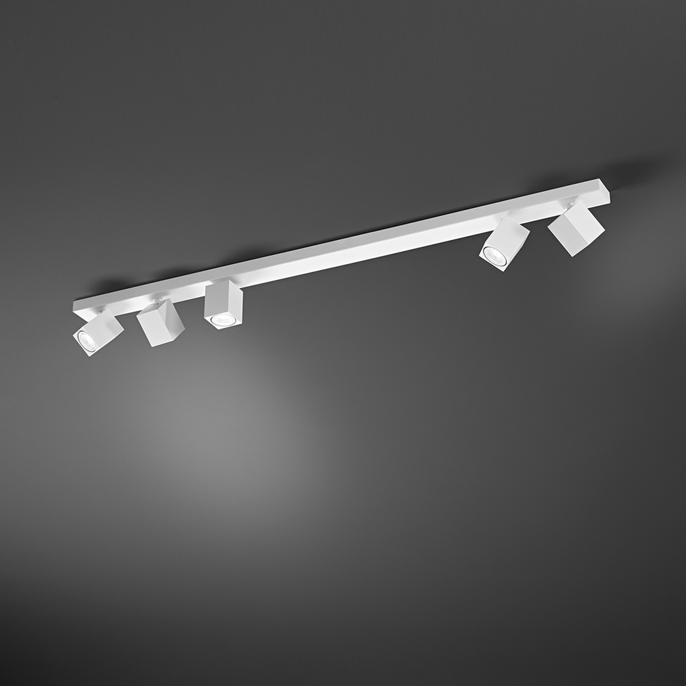 foto del prodotto plafoniera oddy in alluminio colore bianco 5 faretti attacco gu10 orientabili