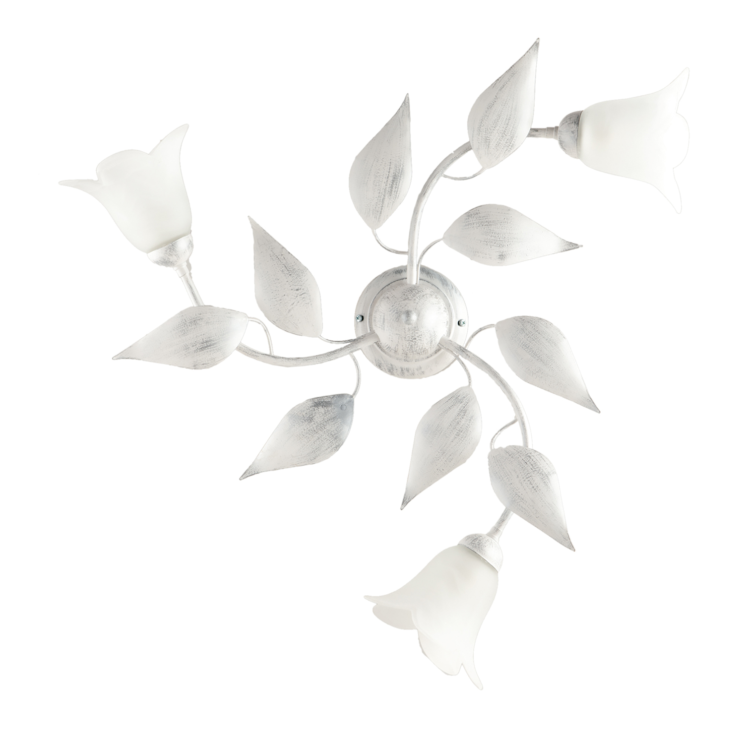 foto del prodotto plafoniera olga 3 luci bianco argento ferro battuto vetro belight