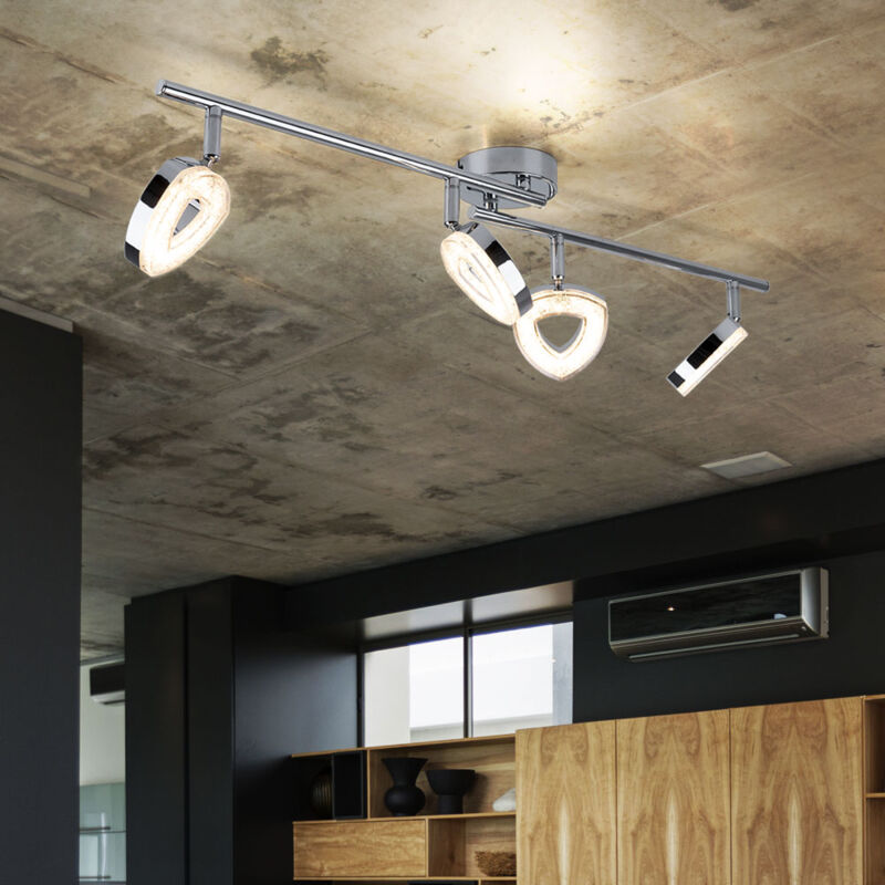 foto del prodotto plafoniera orientabile faretto da soffitto cromato plafoniera a punti mobili soggiorno, metallo, led 4x 4,5 watt 4x 360 lumen bianco caldo, l 80 cm