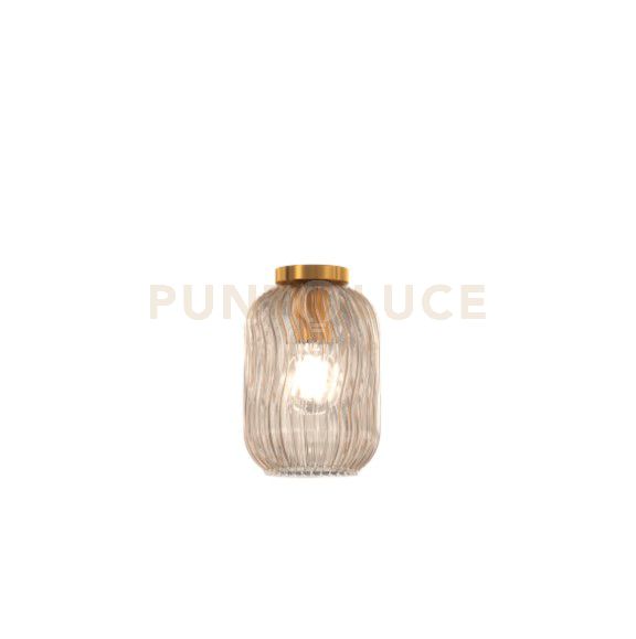 foto del prodotto plafoniera ottone satinato 1 luce vetro ambra 1181os pl1 am