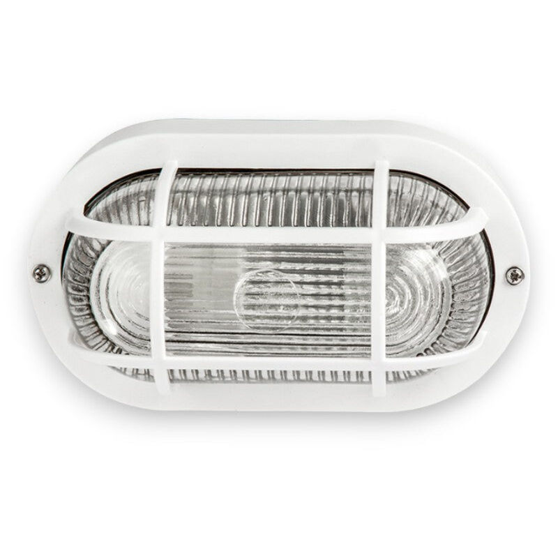 foto del prodotto plafoniera ovale 20.4x11.5xh9.5 cm con griglia in resina per esterno bianco