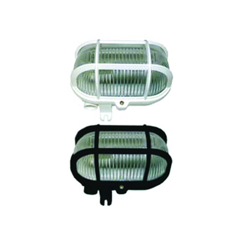 foto del prodotto plafoniera ovale con gabbia max 40w ip44 mm.185x107x105h. colore bianco