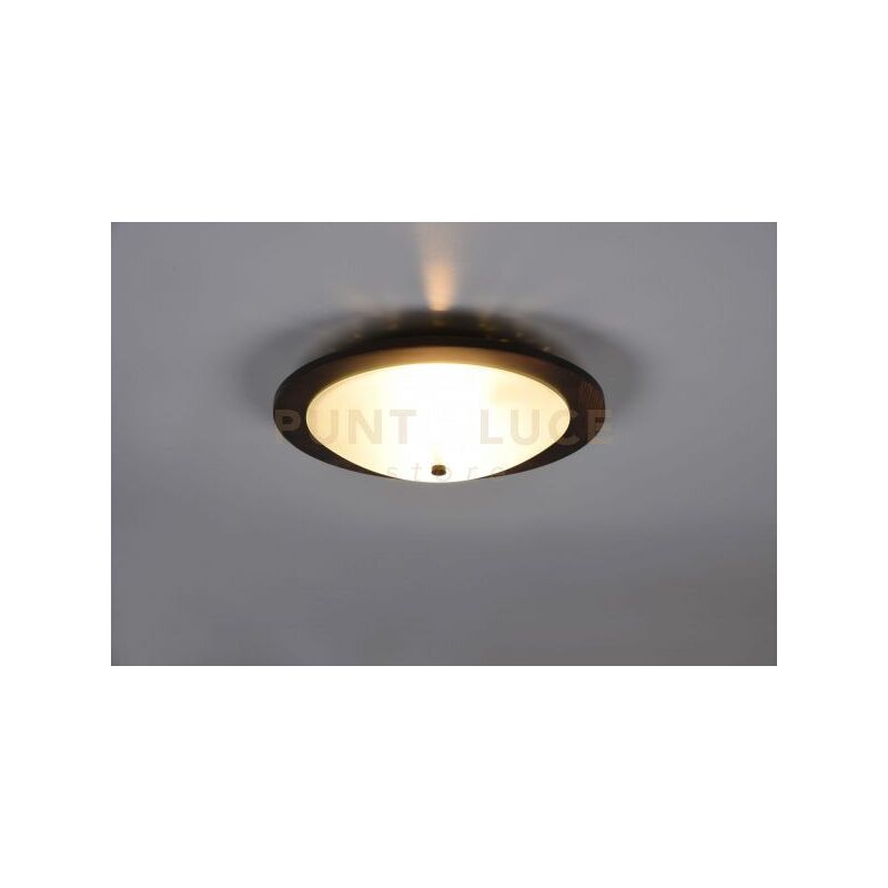 foto del prodotto plafoniera pali vetro bianco d.32cm legno anticato 612600256