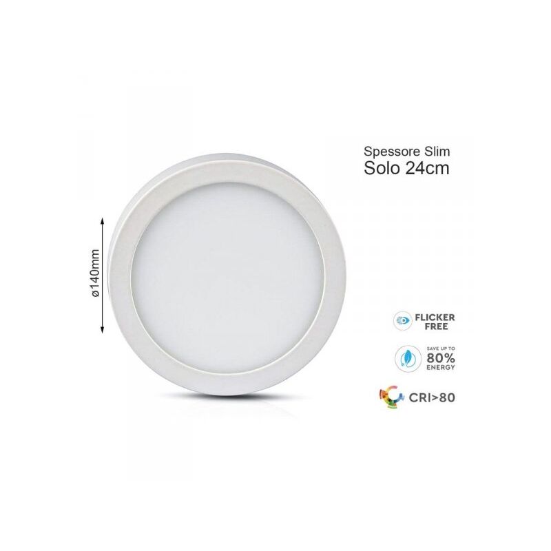 foto del prodotto plafoniera pannello led slim montaggio a plafone rotondo 140x24mm 12w 4000k sku 4911