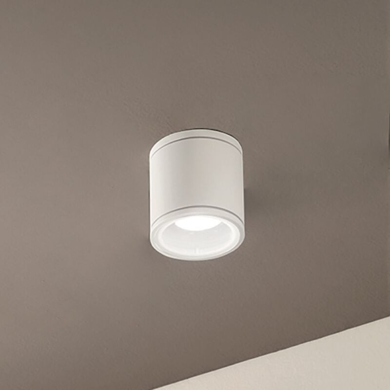 foto del prodotto plafoniera per esterni jubo in alluminio bianco con diffusore in vetro d9 cm
