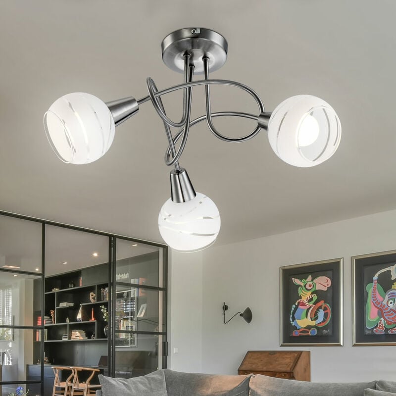 foto del prodotto plafoniera per sala da pranzo tonda lampada da cucina faretti argento in un set di lampadine a led