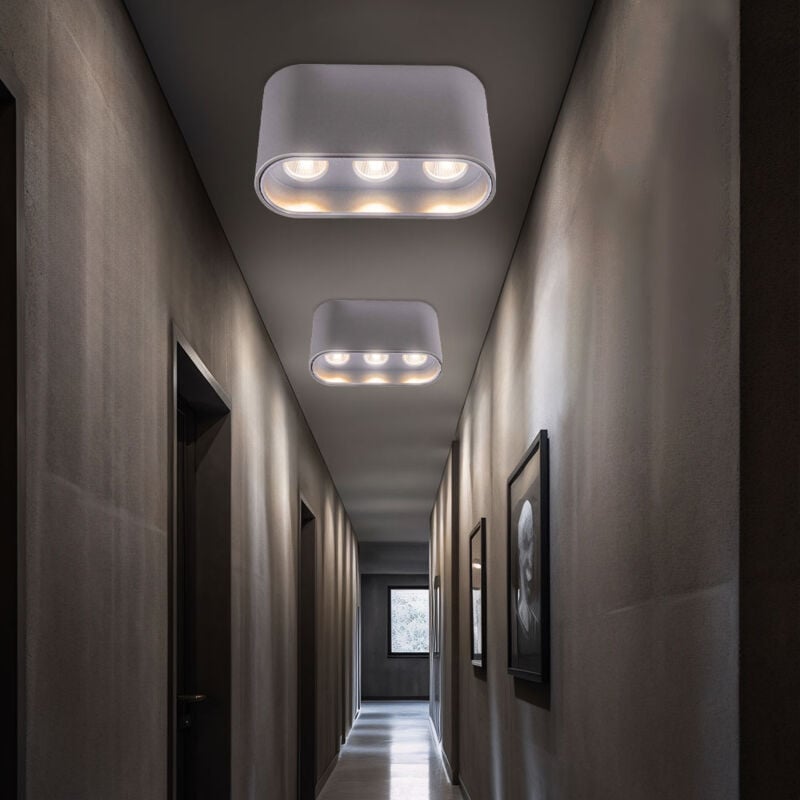 foto del prodotto plafoniera plafoniera led lampada da corridoio lampada da soffitto grigio chiaro argento da soggiorno, 7w 421lm bianco caldo, l 10,5x 6,4 cm, set da 2