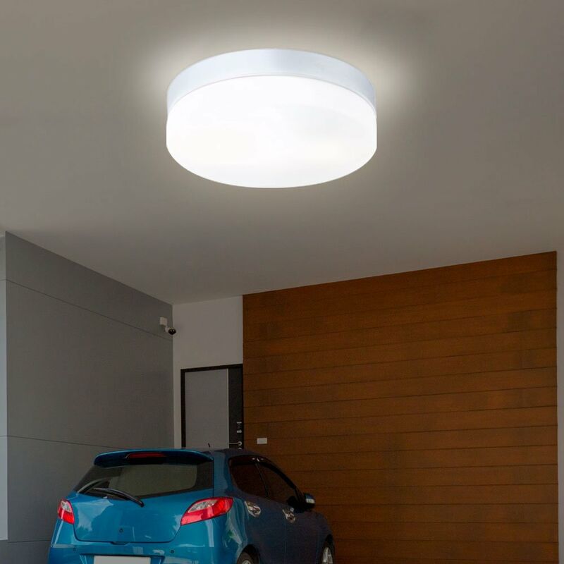foto del prodotto plafoniera plafoniera luce esterna lampada balcone luce cantina terrazzo, ip44 2 fiamme, vetro opale argento, 2x prese e27, dxh 24x6,5cm