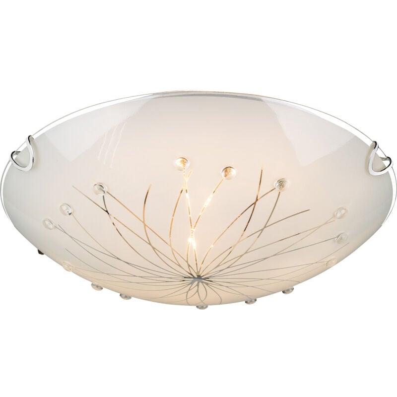 foto del prodotto plafoniera plafoniera luce soggiorno corridoio, telecomando dimmerabile 2 lampadine, vetro satinato, led rgb 7w 940lm bianco caldo, dxh 30x6,5cm